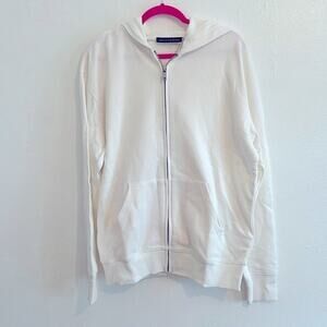 Naked Wardrobe White Ex Boyfriend Long Sleeve Full zip Hoodie Sweatshirt  Size M